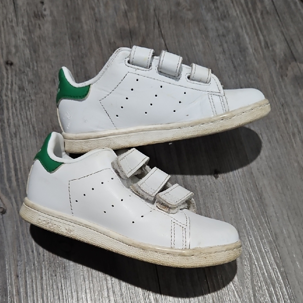 Adidas Kids White and Green Sneakers